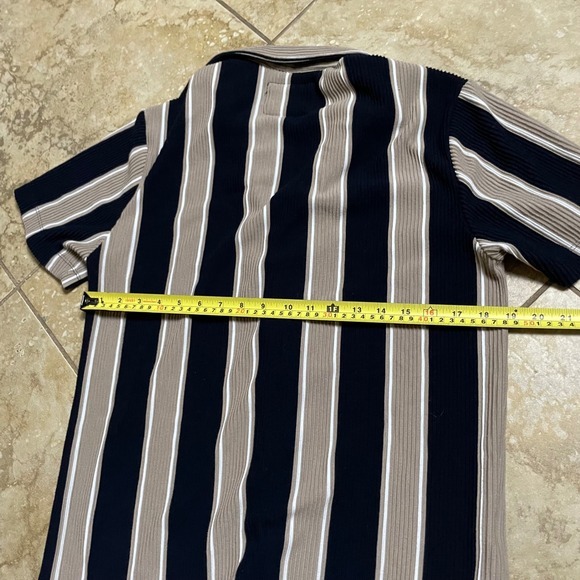 Porter & Ash‎ Mens Jacquard Stripe Short Sleeve Button Down Shirt - Medium - Picture 5 of 6